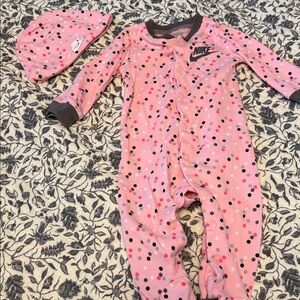 Nike Pink and Gray Baby Footie One Piece- Size 6 months